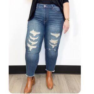 Judy Blue Dark Wash High‎ Rise Destroyed Boyfriend Jeans size 18W